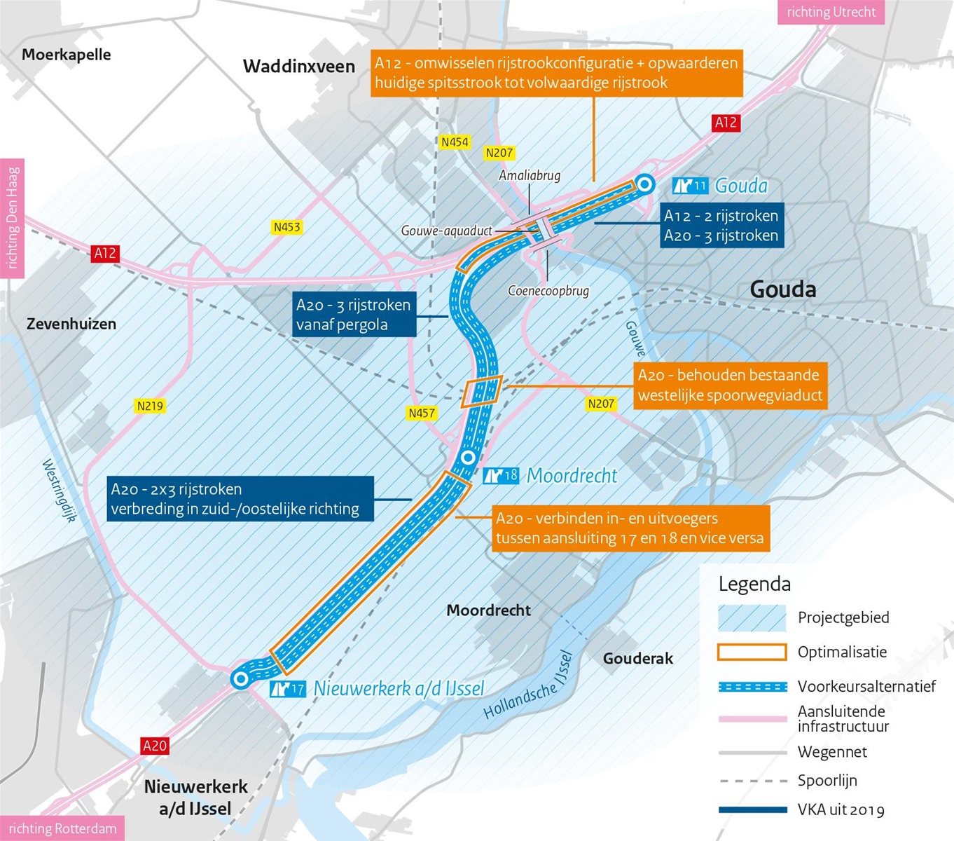 Kaart A20 Nieuwerkerk aan den IJssel – Gouda